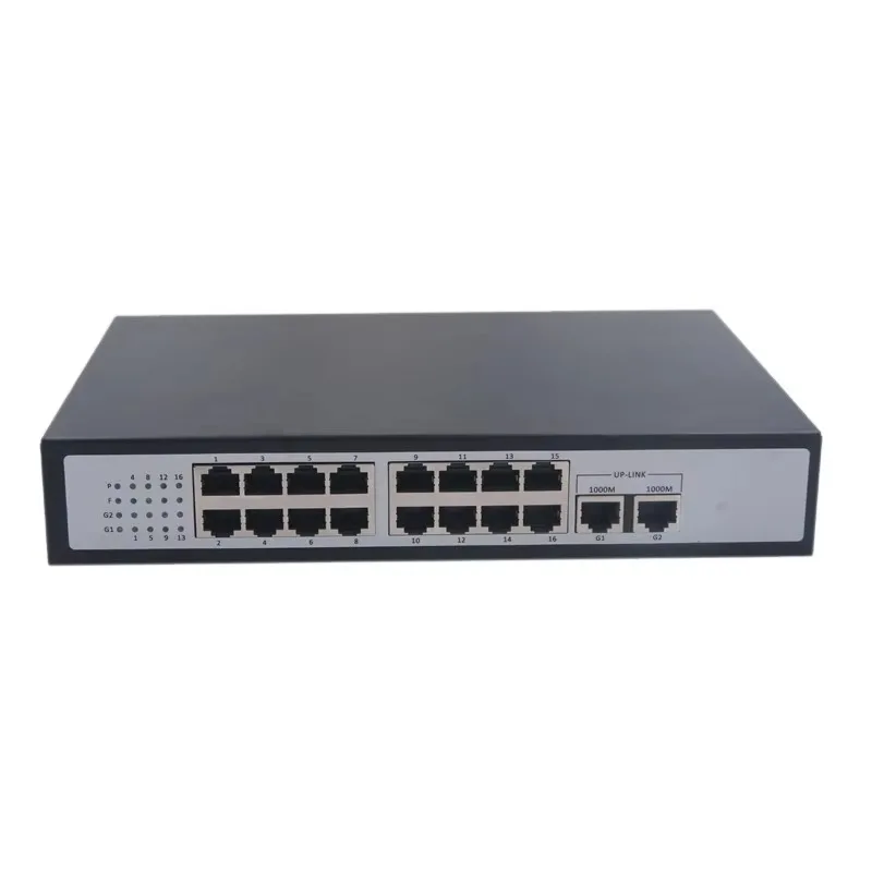 260W Desktop 16+2 POE Ethernet Switch 16 Ports 100Mbps 2 Uplink 1000Mbps SNMP Stackable VLAN Support 3.2G Capacity