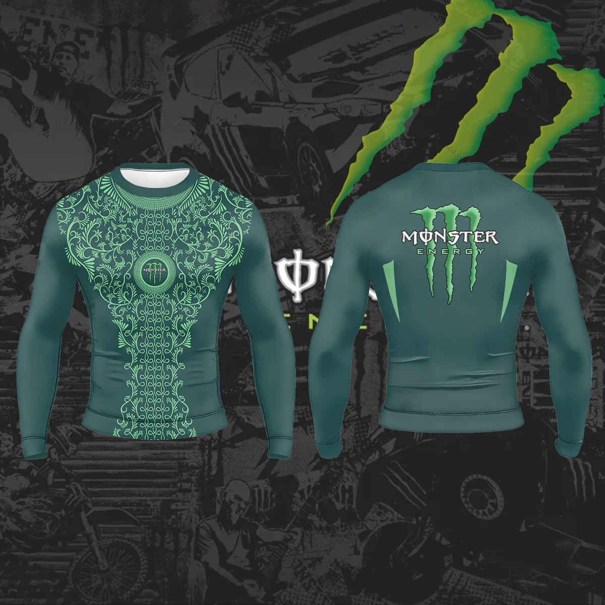 New Creation Monster Energy Retro Totem Tengman Personality Classic Inheritance Trend Street Men's Sports Long Sleeve T-shirt