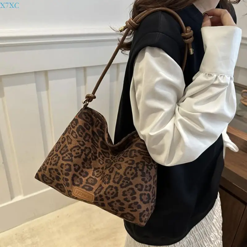 

X7XC Fashionable Leopard Slouchy Bag Spacious And Practical Shoulder Bag For Women