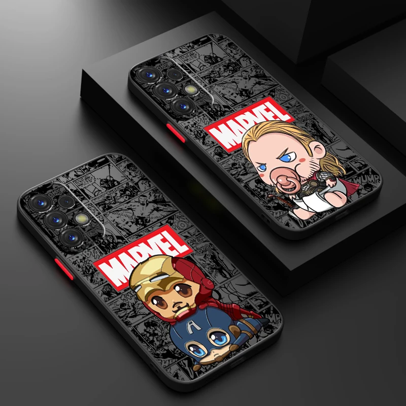 Cute Marvel Collection Cartoon Frosted Translucent For Samsung Note 20 A35 A03 A54 A31 A22 A34 A14 A24 A04 A55 5G Funda