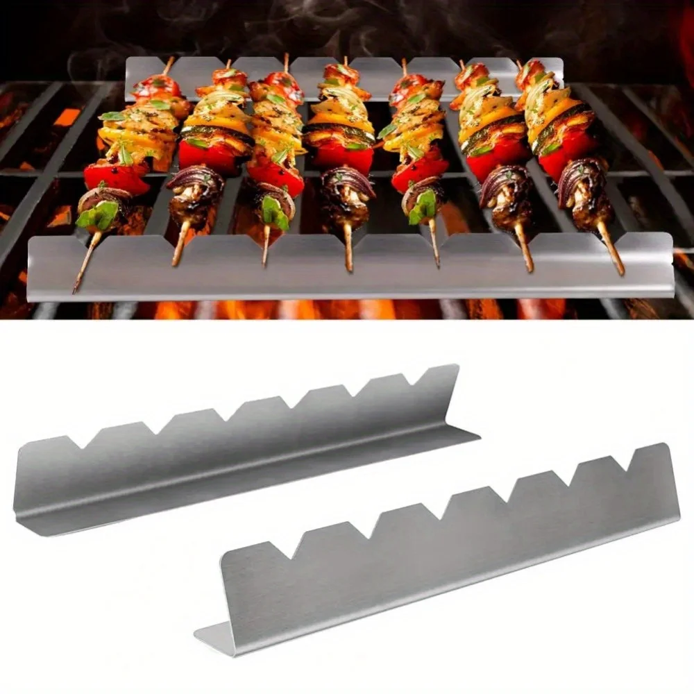 1PC Skewers Holder Set 6 Slots Easy Cleaning Display BBQ Flat Skewers Support Stands Kebabs Skewers Racks BBQ Accessories