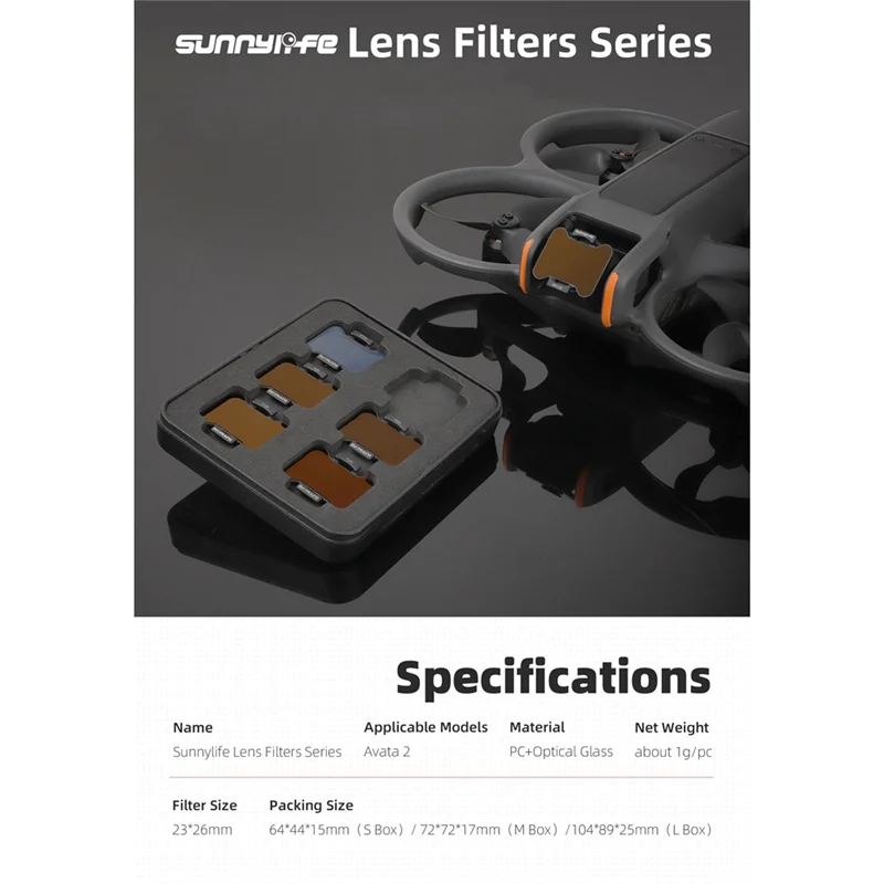 ABDE-SUNNYLIFE ل DJI AVATA 2 ND مجموعة مرشح MCUV Filter ND 8 16 32 64 مجموعة مرشحات الملحقات ل AVATA 2