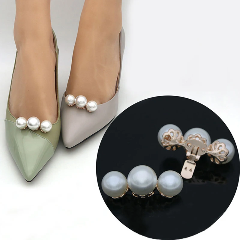 Shoe Clip Simulated Pearl Beads Elegant DIY High Heel Charms Decoration Women Shoes Clips Buckle Fashion Clothing Sandals