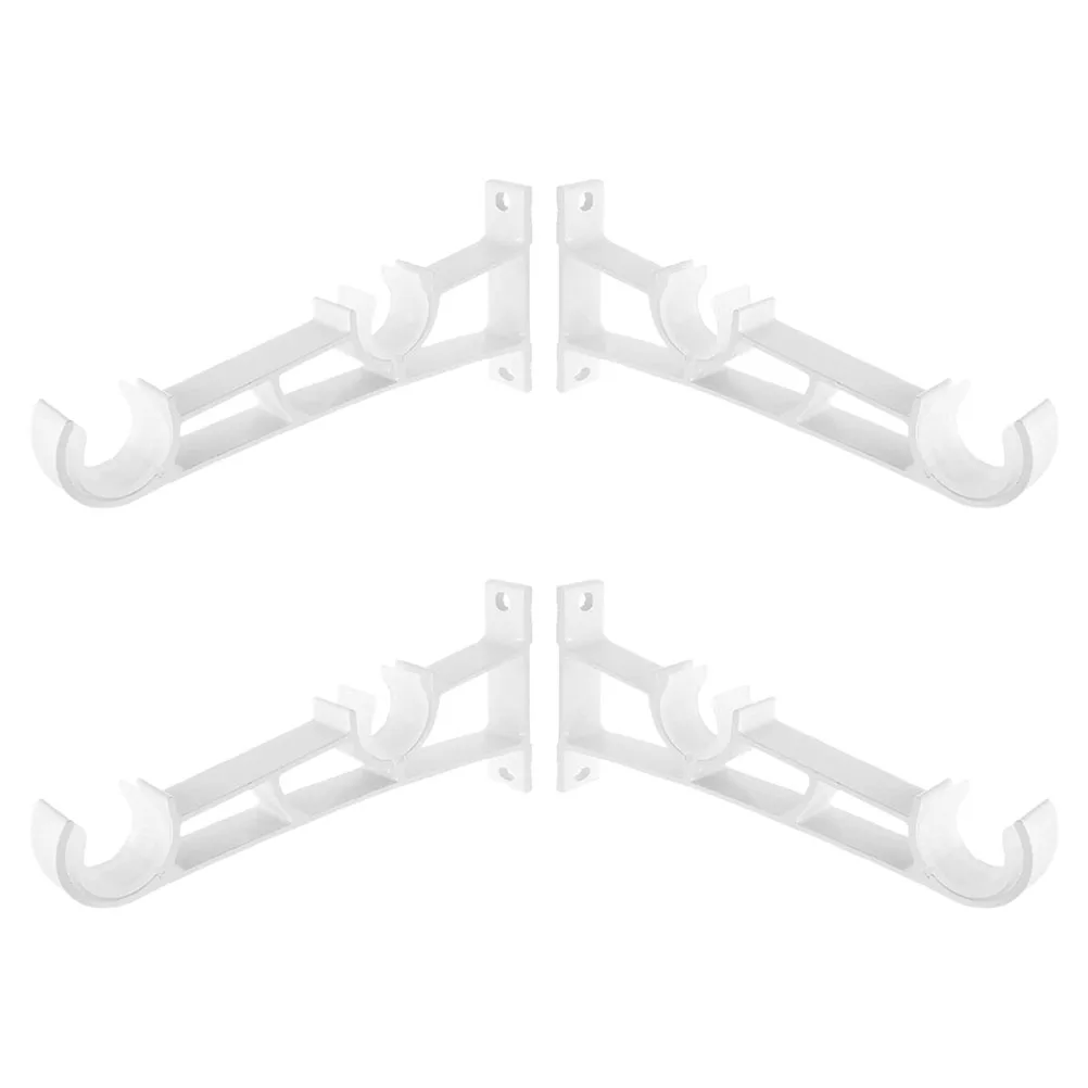 

4Pcs Double Curtain Rod Holders Iron Brackets Wall Mount Support Dual Curtain Rod Hook for Curtains and Roman Shades