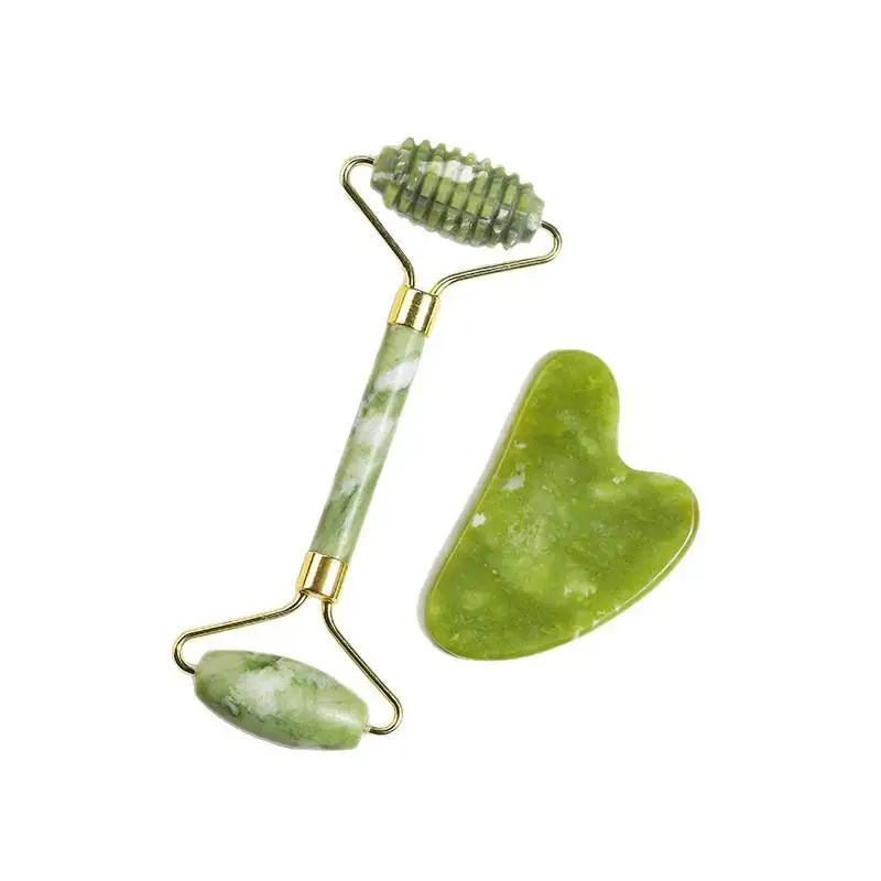 1/2 Stück Natürlicher Jade-Roller Gua Sha Stein-Massagegerät für Gesicht, Hals, Körper und Augenpflege Spa-Lifting-Tools – Detail 5