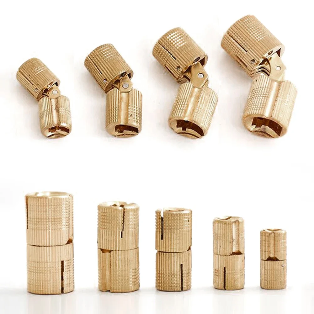 8/10/12/14/16mm Copper Barrel Hinges Cylindrical Hidden Cabinet Concealed Invisible Brass Hinges Mount For Furniture Hardware