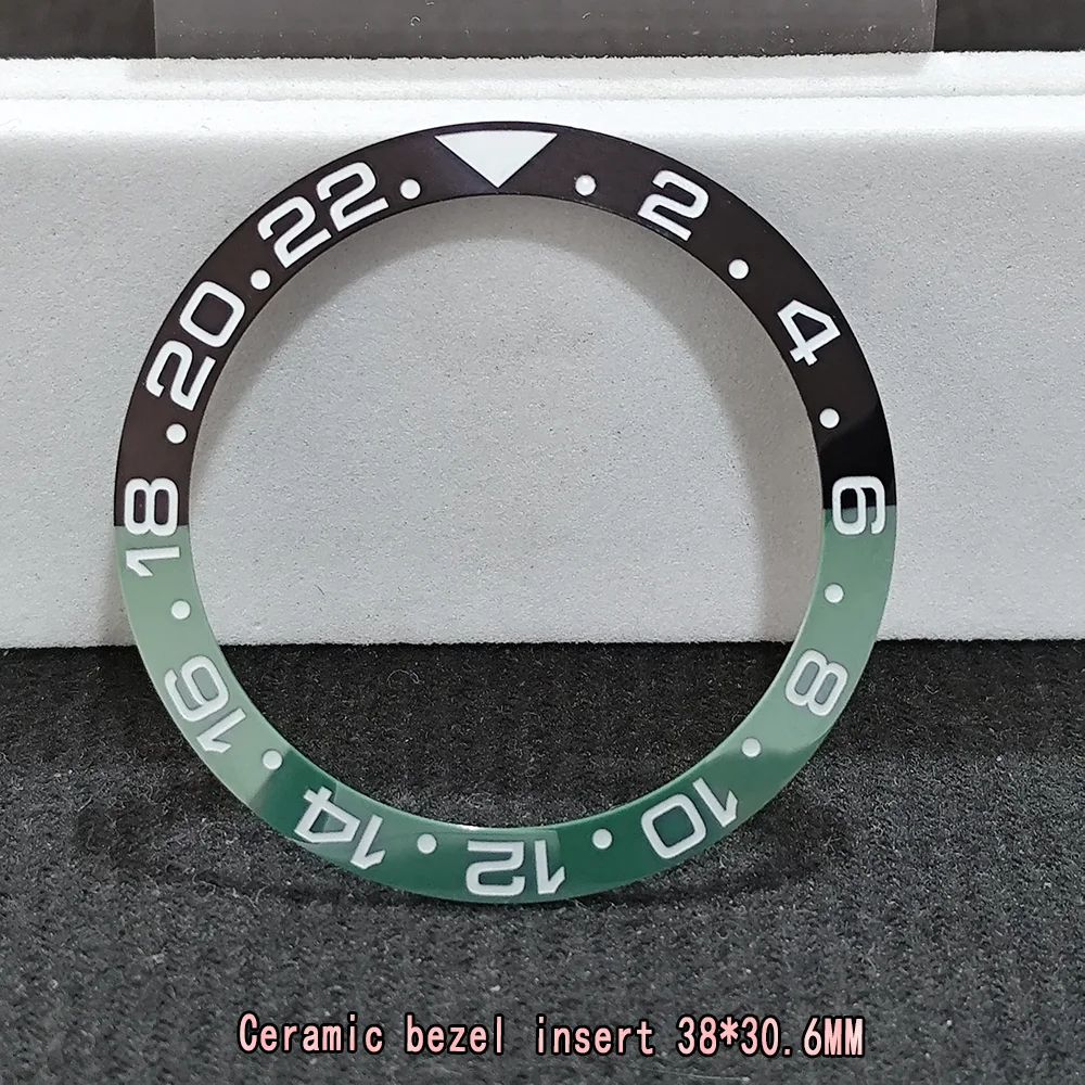 Inclinazione 38 * 30,6 mm lunetta per orologio in ceramica GMT e inserti per orologi subacquei adatti per 40 mm sostituzione di accessori Fashionistas