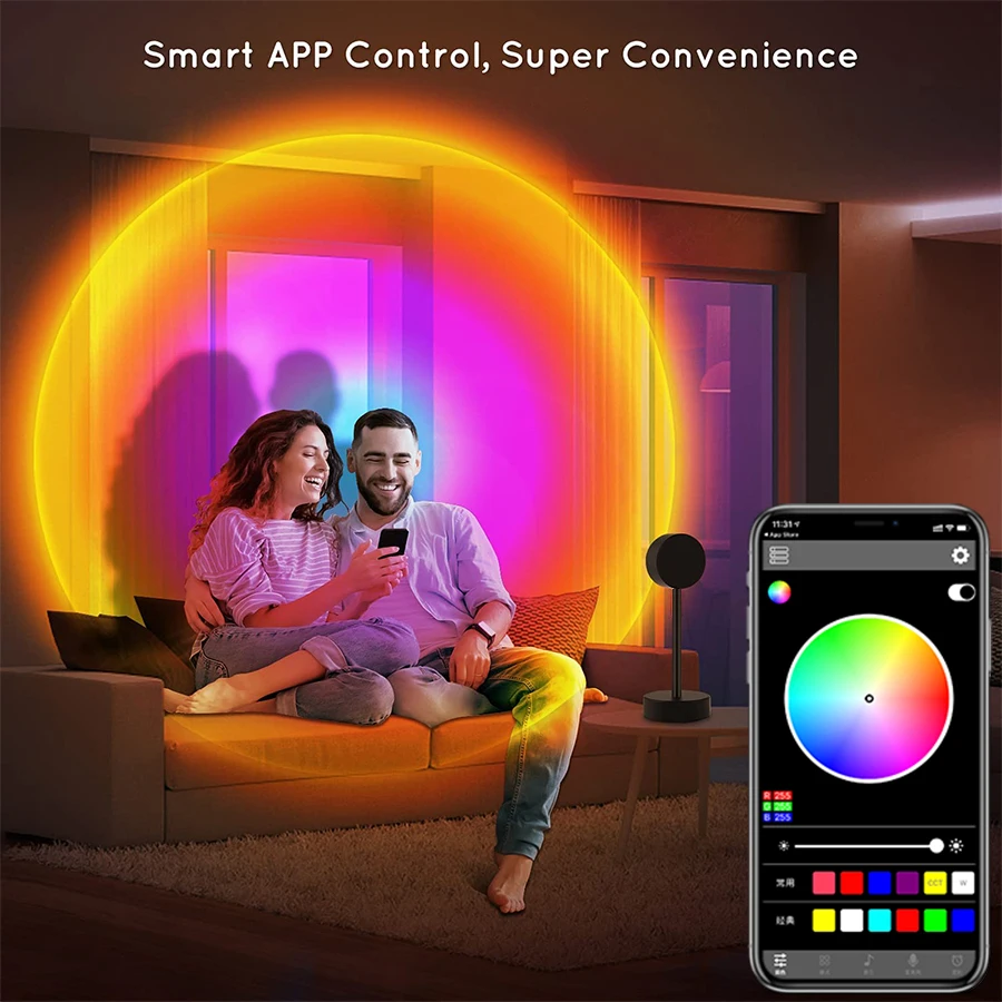 LED Projection Light RGB Sunset Rainbow Ambient Light Remote Control USB Interface Event Theme Light Live Background Lighting