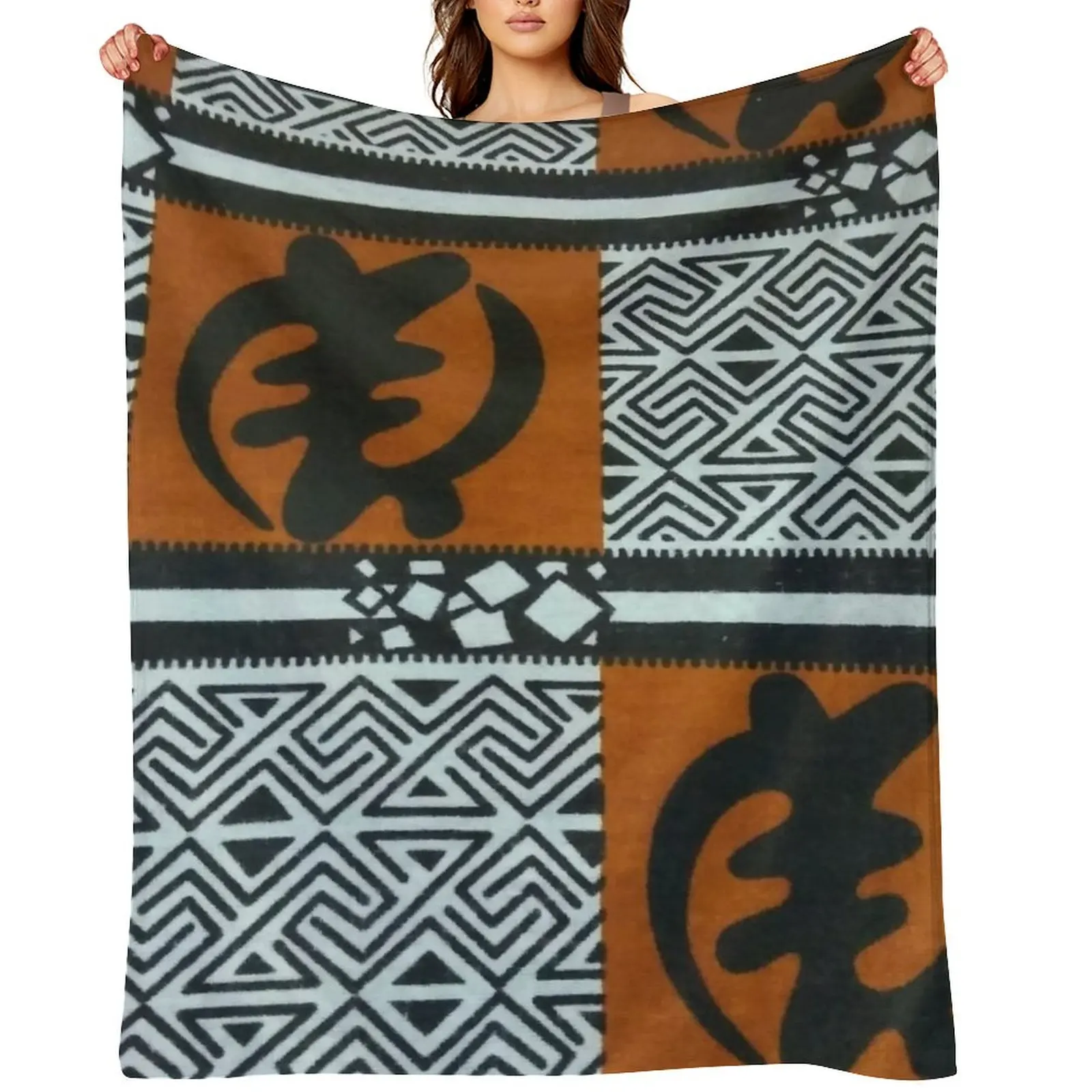 

Ghanaian Gye Nyame African Print Throw Blanket Decorative Beds Travel Hair Thins Blankets