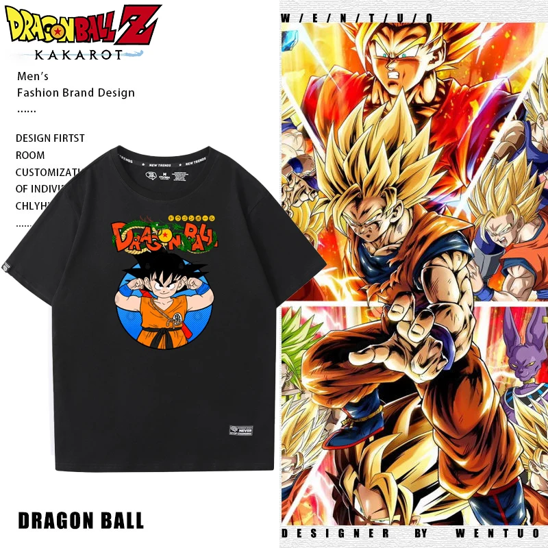 Dragon Ball Z Son Goku Anime Summer T-Shirt for Men Women Fitness Sports Loose Cotton Top Round Neck Breathable Short Sleeves