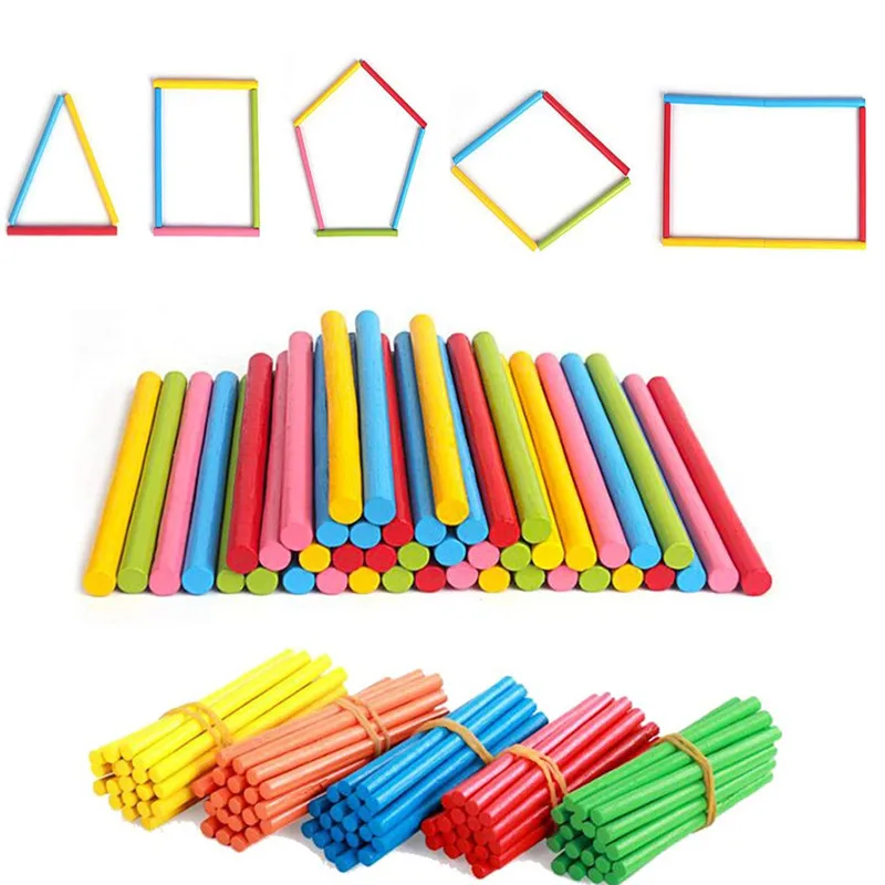 Colorful Bamboo Counting Sticks Clock Toy Mathematics Montessori Teaching Aids Counting Rod Kids Preschool Math Learning Toy