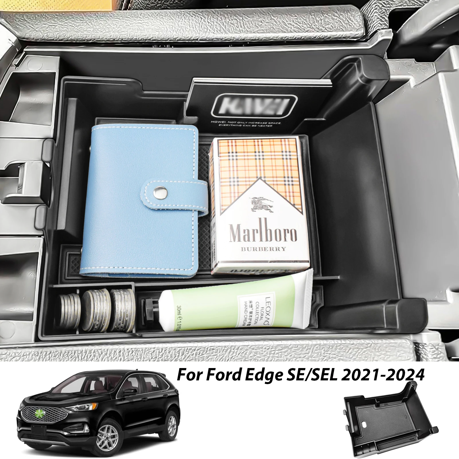 

Center Console Tray for Ford Edge SE/SEL 2021 2022 2023 2024 Armrest Box Storage Car Center Console Organizer ABS Accessories