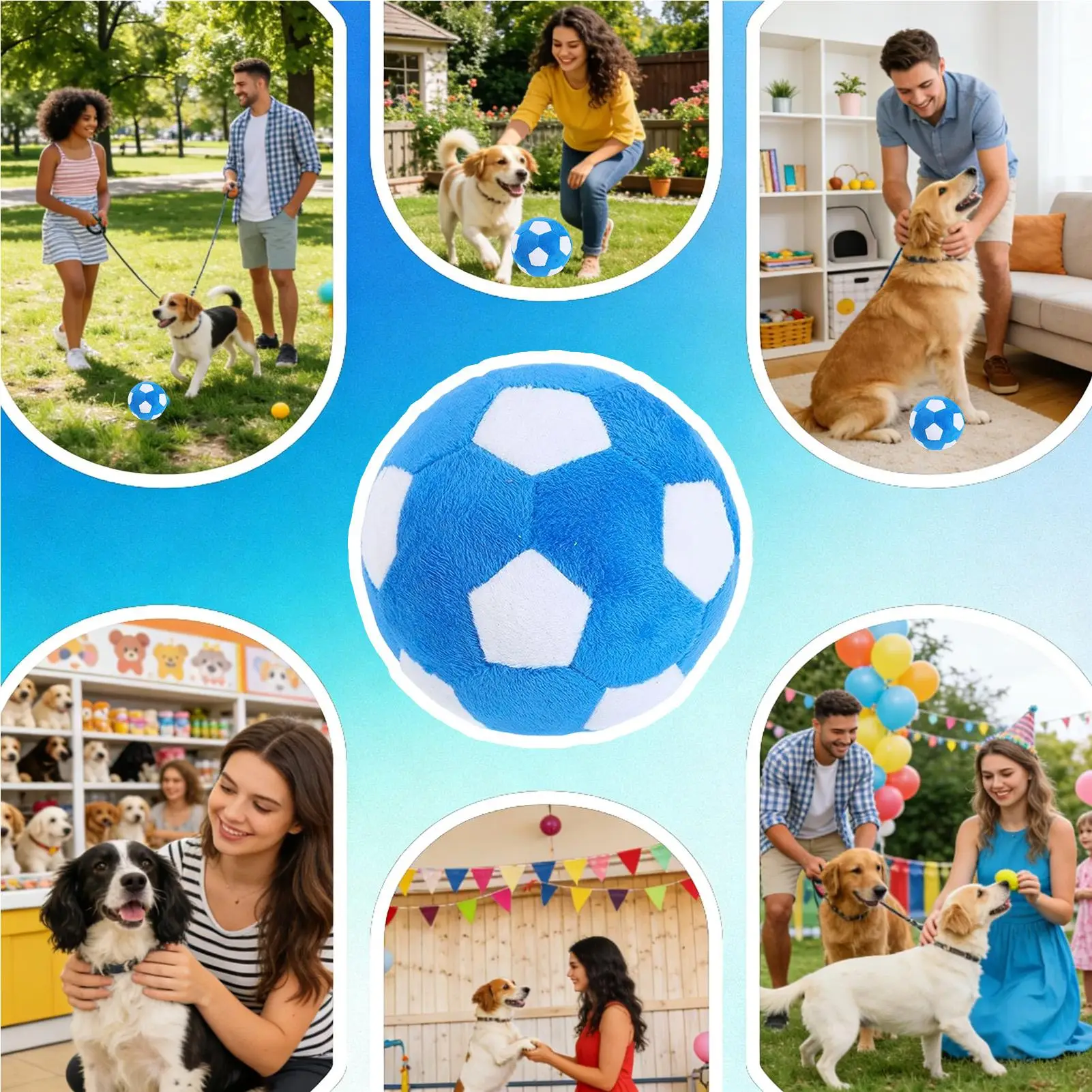 Dog Soccer Ball Toy Soft Chewing Game Plush Soft Squeaky Balls for Dogs for Indoor Outdoor Play Teething Enrichment Puppy Large view 4
