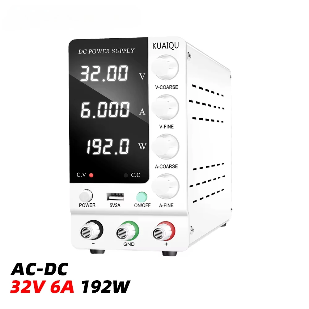 

NICE-POWER SPS-C3206 Настольный источник питания постоянного тока, 192 Вт, 32 В, 6 А, с грубой/тонкой ручкой кода, 4-значный дисплей для тестирования электронных устройств