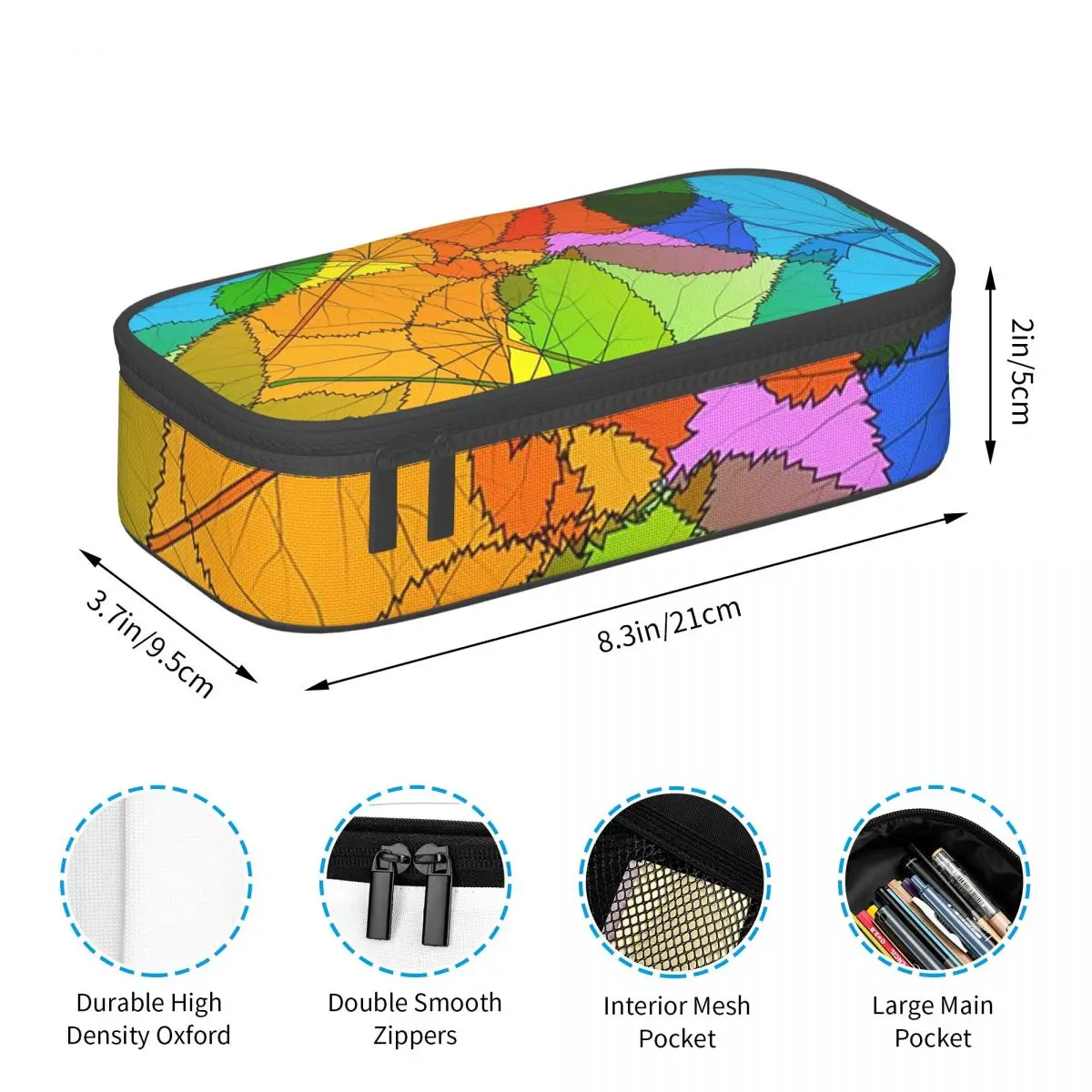 Colorful Leaves Leaf Vein Pattern Pencil Case for Boy Girl School Pen Box Pencil Bag Stationery Supplies Pen Holder Bag