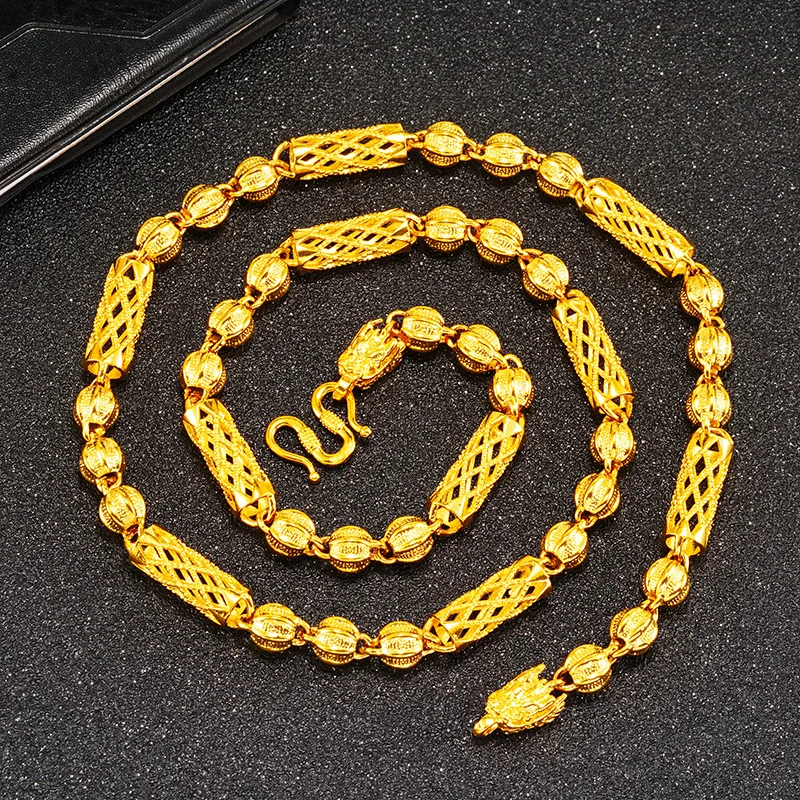 

24K Gold AU999 Hollow Out Necklace Men - Premium pure gold, understated hollow design, suitable for daily & business wear