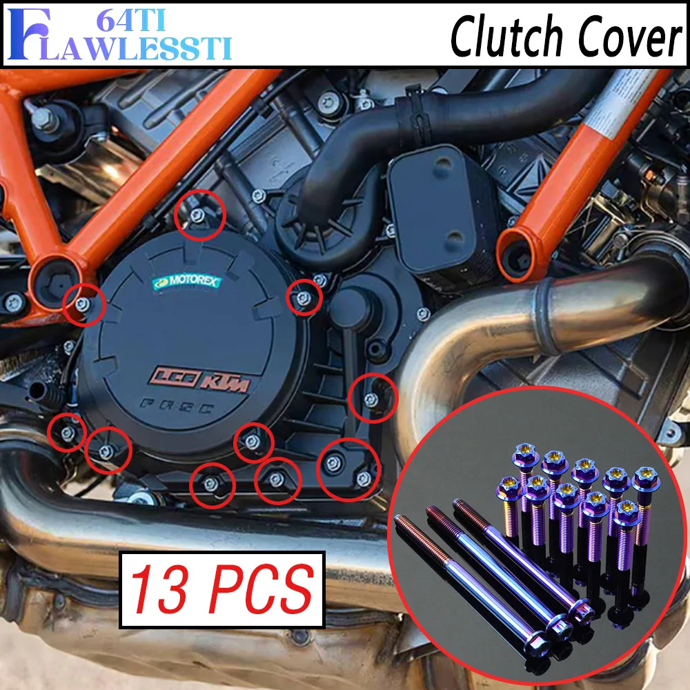 FLAWLESSTI Gr5 Titanium Botl Magneto Clutch Cover Water Pump Handle Bar Fork Brake Pump Oil Tank Bolt For KTM 1290 Super Duke R