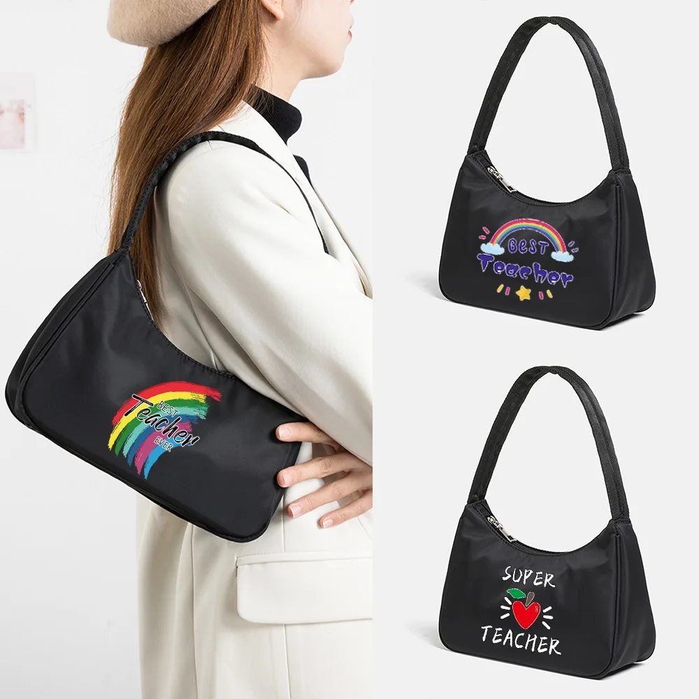

Black Single Shoulder Bag Underarm Bags Teacher Series Fashion Storage Pack Simple Work Commuting Purse Large Capacity