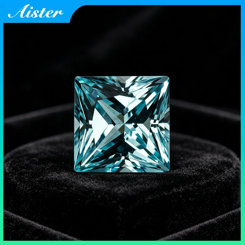 

New Lab Grown Paraiba Gemstone Princess Cut Neon Blue Synthetic Tourmaline Loose Precious Stones with AGL Certificate