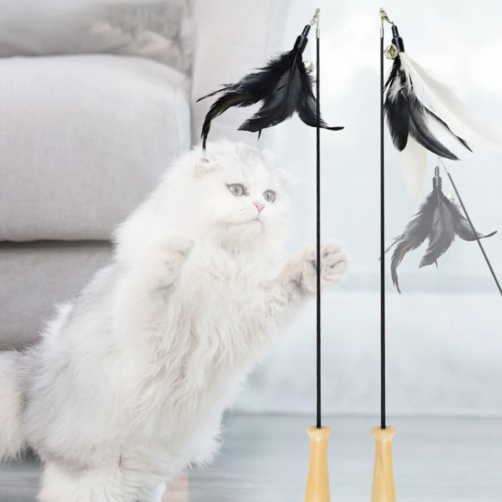 

2 Pcs Retractable Cat Teaser Sticks Interactive Kitten Training W Sports Carbon Fiber Wooden H leCat Flirting Toys Pet