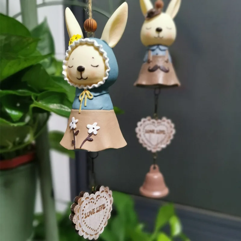 Happy Easter Decoration Bunny Gift Wind Chimes Cute Rabbit Easter Ornament For Home Garden Backyard Patio Japanese Style