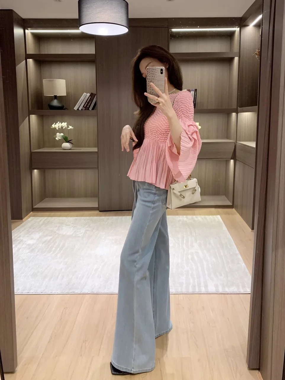 

Ele Beautiful Bubble Sve irt Women's Folded Haute Couture Top YANGMEIWEN Super Fairy Small irt Faionable