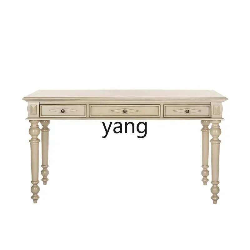 

LTT French retro solid wood desk small apartment student study table American home study desk