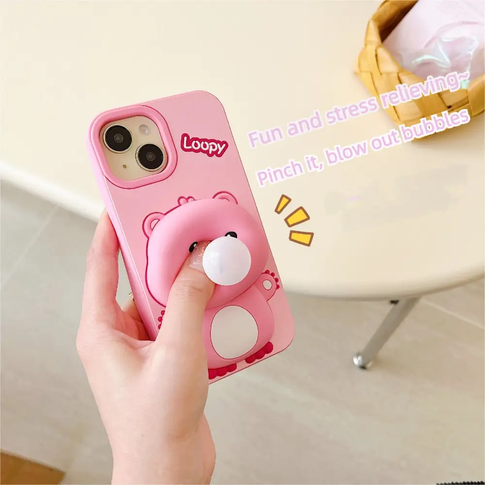 Cute Zanmang Loopy Cartoon IPhone Case Kawaii Blow Bubbles Anime Beaver IPhone16 15pro 14promax Anti Drop 13 Cases Girl Gifts