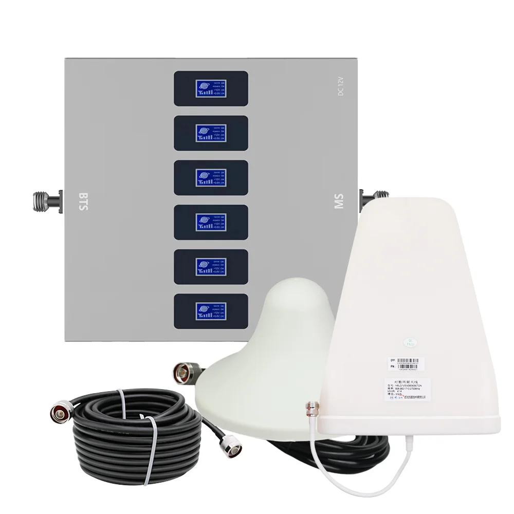 6-Band Full Kit Mobile Signal Booster Amplifier 700-2600 MHz 3G 4G 5G Repeaters Compliant with B28 B20 B8 B3 B1 B7 Standards