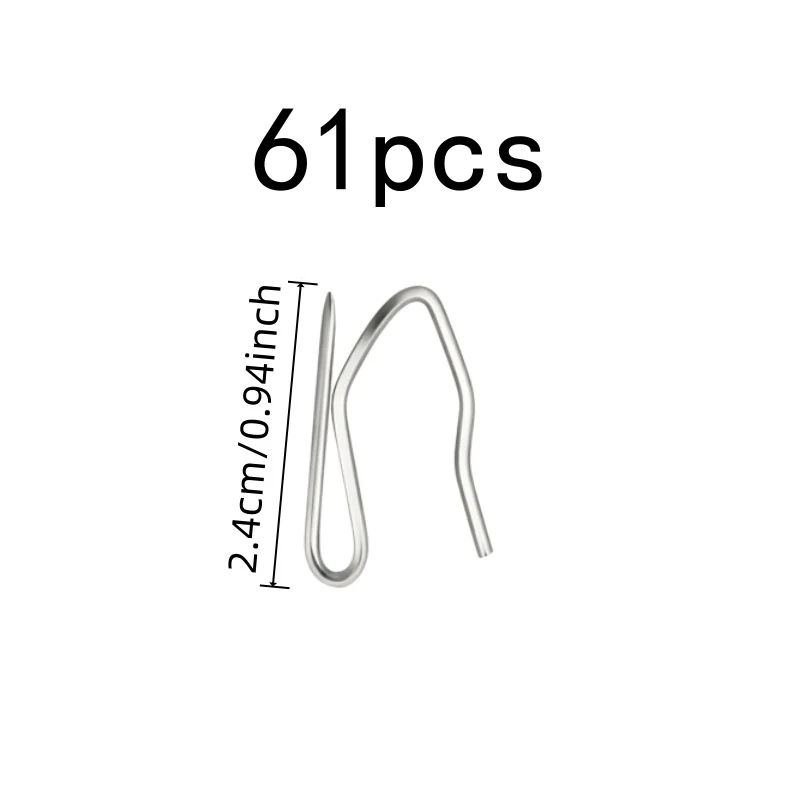 61 pcs 2.4cm S-Pin Drapery Hooks with Rust Resistant Durable, ideal for Door Curtain Hanging and Curtain Pleat Fixing