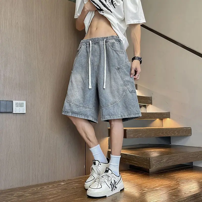2026 New Summer Denim Shorts Boys Loose Casual Straight Thin Five-point Pants Medium Pants