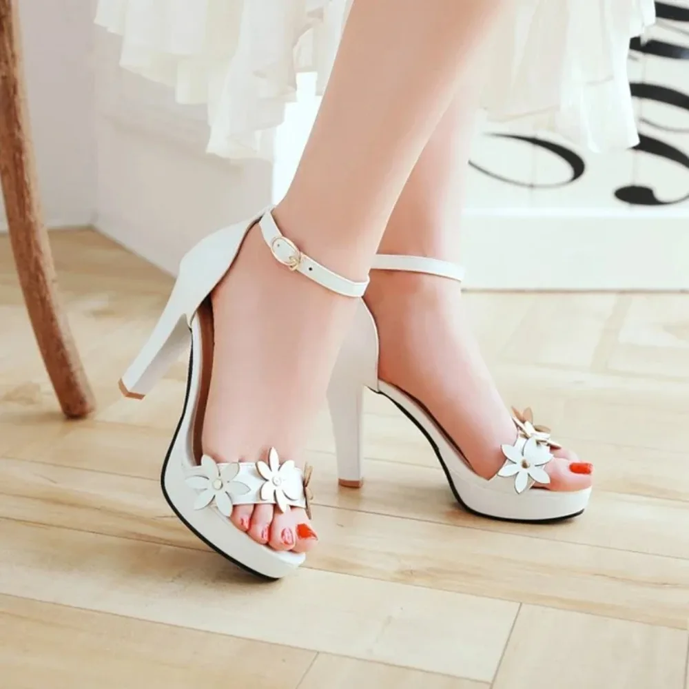 QPLYXCO Sandals Women Peep Toe Super High Heels Sexy Dress Leather Ankle Buckle Wedding Platform Sandals Big Size 45 46 47 H-3 view 6
