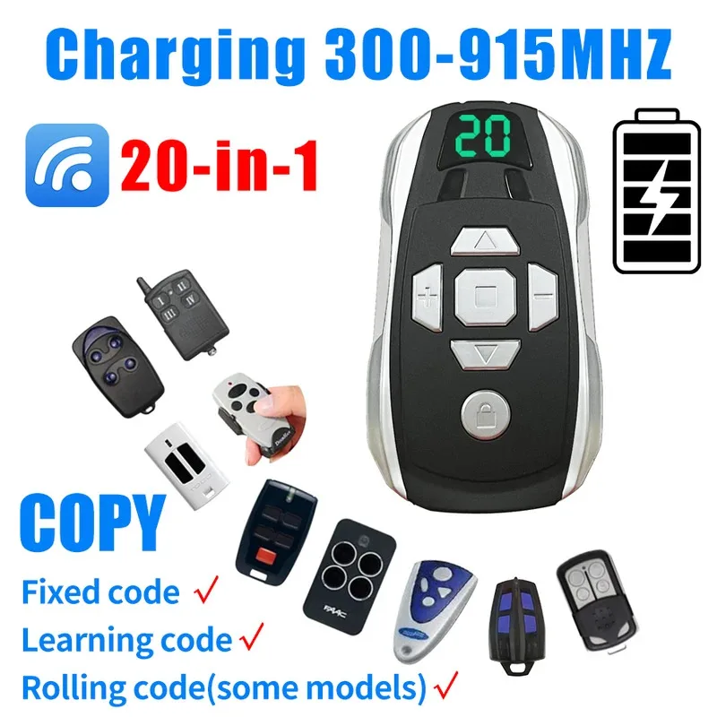 Rechargeable Remote Control Garage Door Gate Key Duplicator Clone Copy Universal Controller Multi-frequency 300-915Mhz 433Mhz