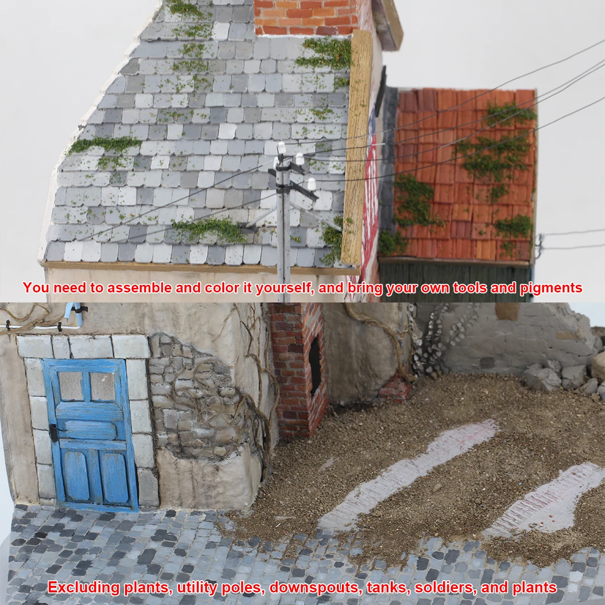 Architekturmodellbausatz Haus Villa Miniatur Diorama Maßstabsmodell Bausatz Panzer Holz Displayständer Auto-Ständer 1/35 – Detail 3