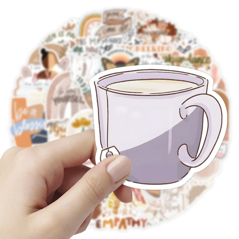 50 pezzi Cartoon Tea Time adesivi graffiti personalizzati quaderno decorativo frigorifero cancelleria impermeabile giocattoli per bambini regali