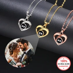 S925 Sterling Silver Custom Color Picture Projection Necklace Heart Pendant For Mom Girlfriend 2025 Valentine Romantic Gifts