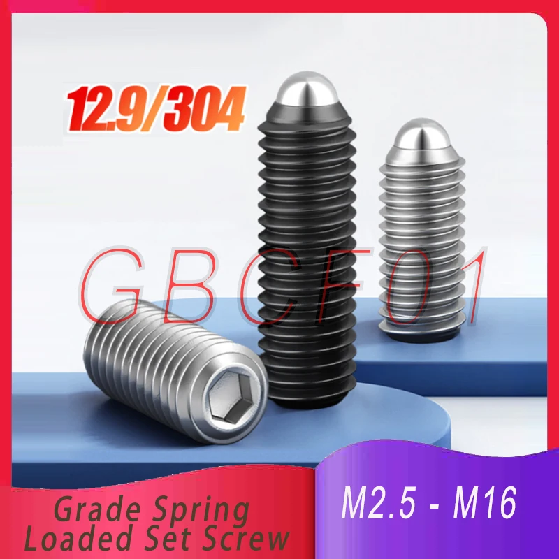 

M3 M4 M5 M6 M8 M10 M12 M16 304 Stainless Steel Hex Socket Allen Spring Ball Plunger Set Screw Grade 12.9 Black Grub Point Bolt