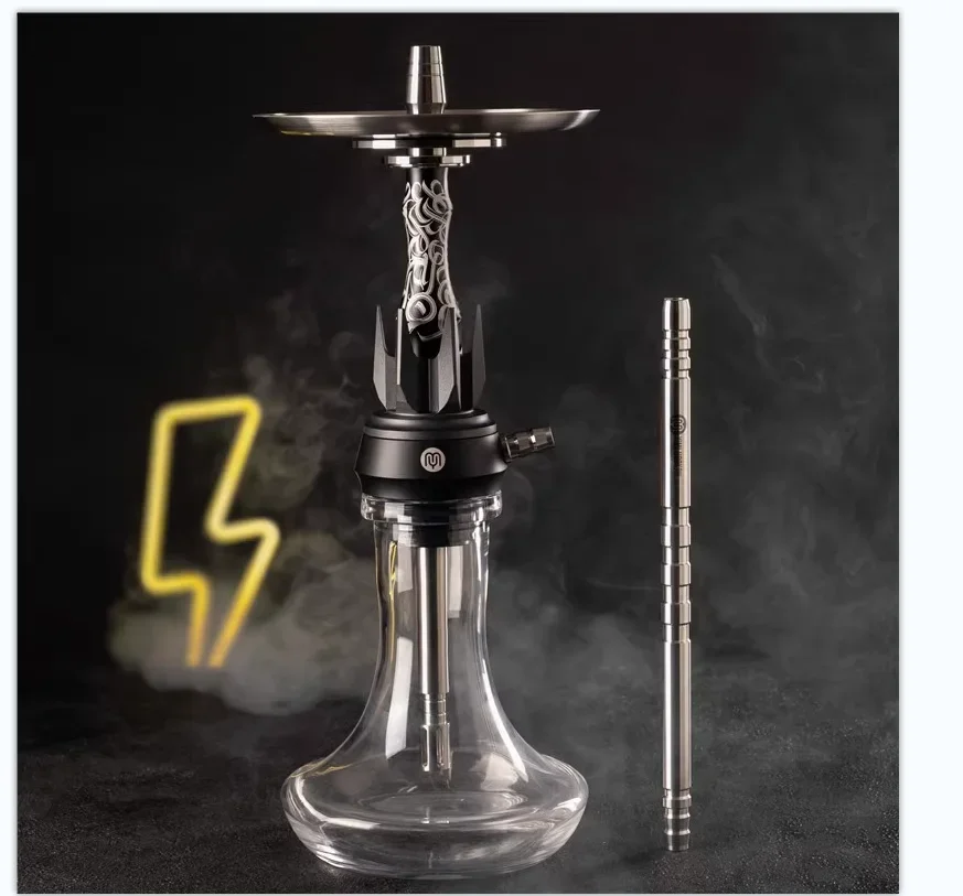 Ballroom Modern Dancewear: Yimi Hookah Crown Series One Meter Hookah with Small Single Pipe and Cool Black Graffiti Pot