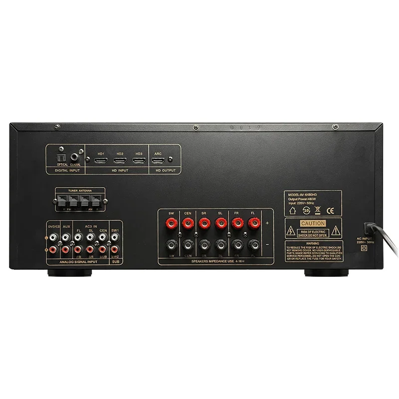 5.1 Home Cinema High Power Amplifier with Remote Control 2 Subwoofer Output