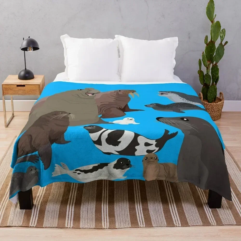 

I Am Thankful For Pinnipeds Throw Blanket Compact Warm Blanket for Car Road Trip