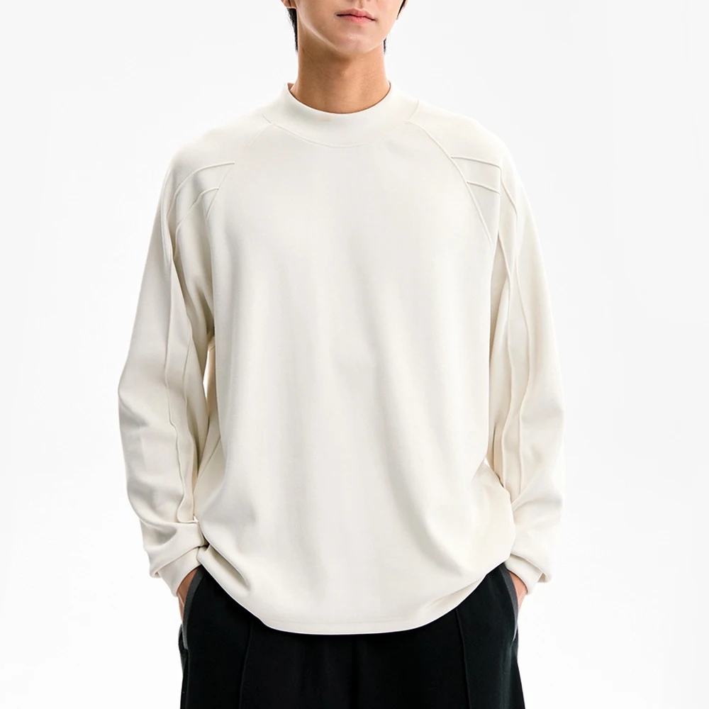 

Autumn Warm Basic Niche Design Bottom Tshirt Men Long Sleeve Streetwear Fashion Loose Casual T-Shirt Cityboy T Shirts Tops