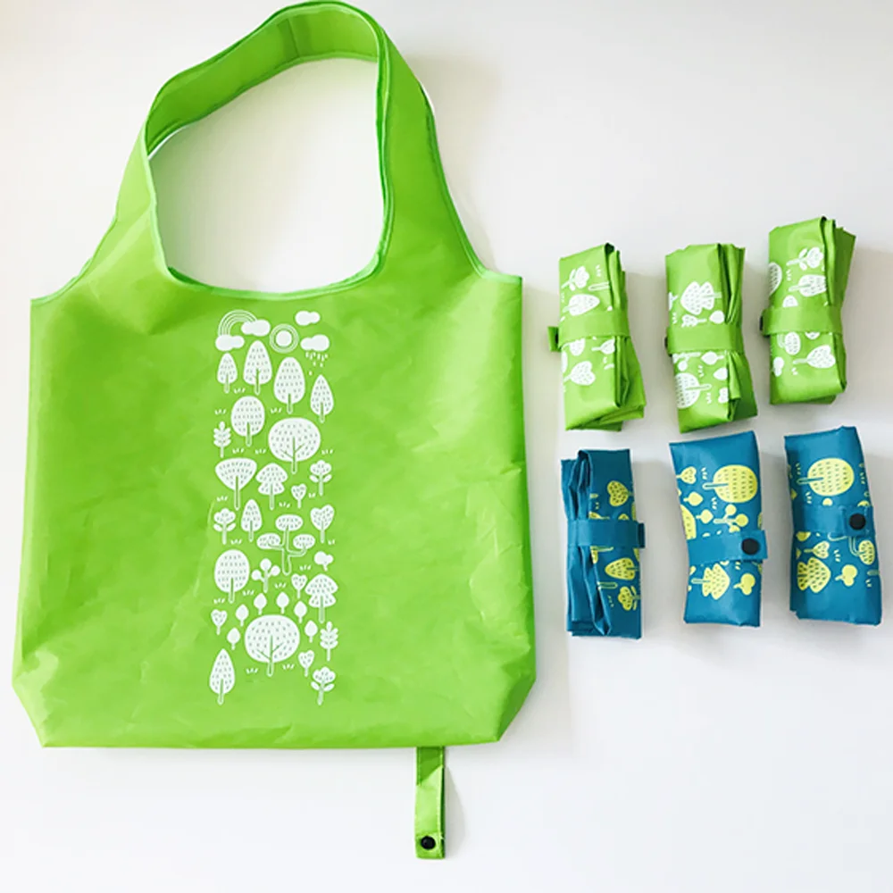 

Свернутая большая сумка с принтом на заказ, переработанная высококачественная полиэстеровая многоразовая сумка для покупок, экологически чистая универсальная прочная сумка для продуктов