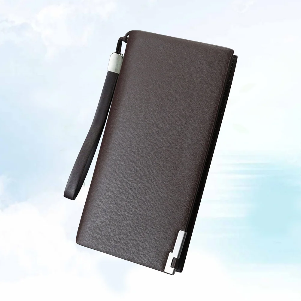 

Long Paragraph Large Capacity PU Wallet for Men Business Trip Office Zippered Multi Card Slots Phone Cash Holder Coffee