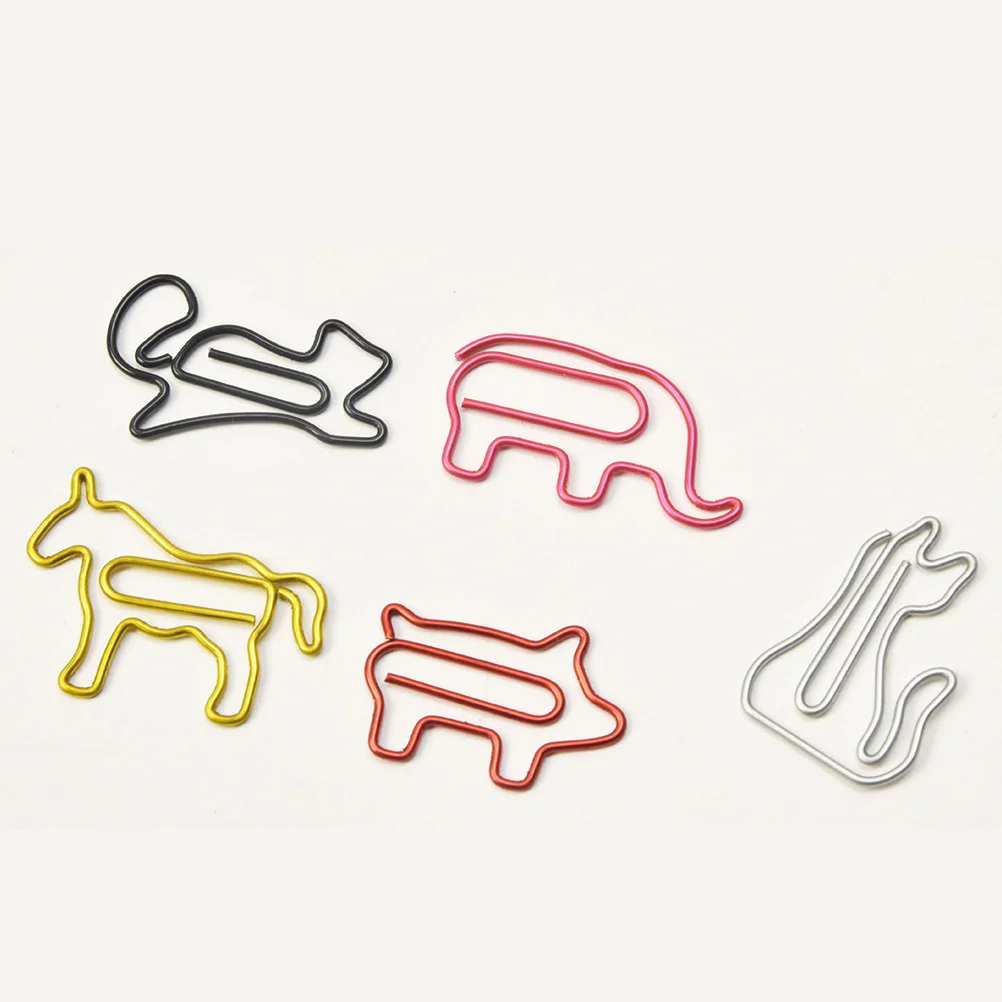 50Pcs Silver Cat Shaped Paper Clips Creative Metal Office Clip Supplies for Document File Holder Bookmark Money Clip Adorable