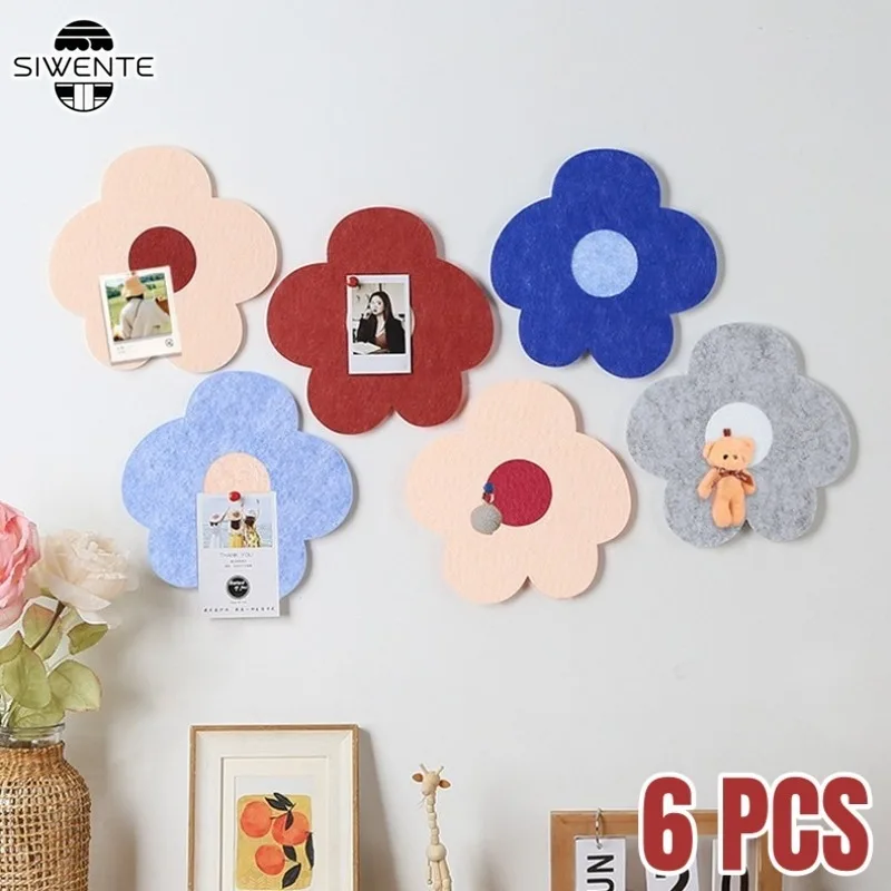 Flower‑Shaped Felt Board with Hook and Loop Removable Reusable Acoustic Felt Wall Panel Pin Bulletin Board for Photo Display