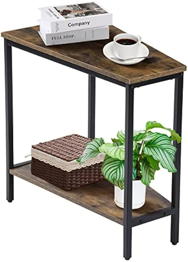 

Wedge End Table - Narrow Triangle End Recliner with Storage Corner for Living Room Chair Side s fo
