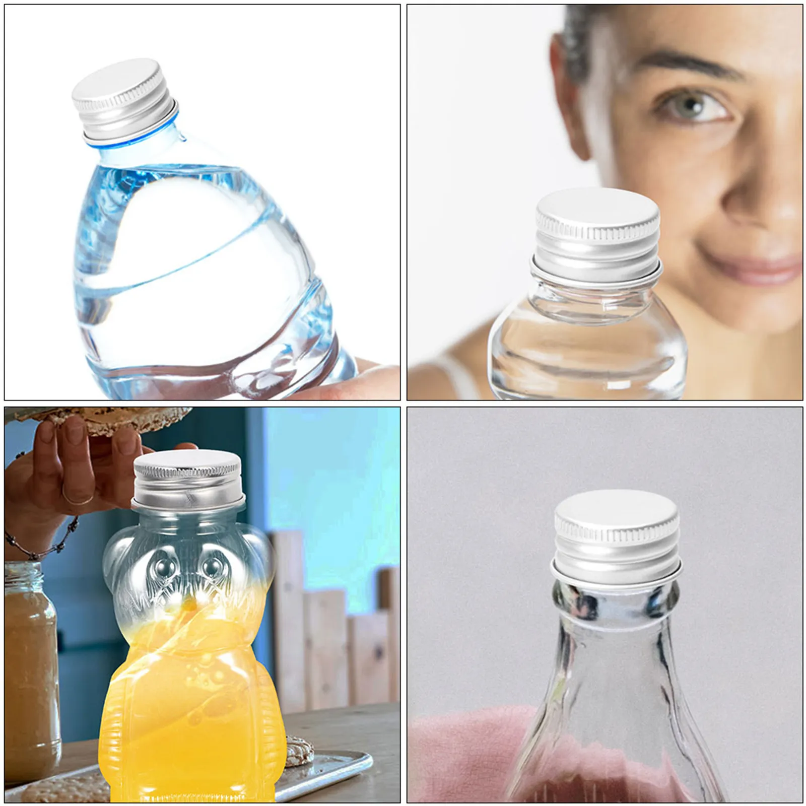 80 Pcs Aluminum Water Bottle Screw Cap Aluminium Threaded Caps Jar Lids