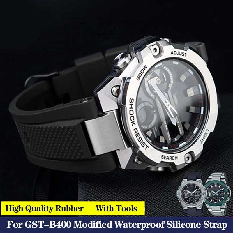 

High Quality Rubber Watchband For G-SHOCK C-asio GST-B400 GST-B400BD/AD Modified Waterproof Outdoor Sports Silicone Watch Strap