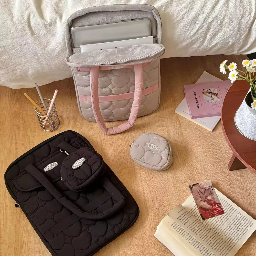 Cute Girly Laptop Shoulder Bag 13/14/15 Inch for Macbook Huawei Samsung with Small Bag Included Stylish Protective Case