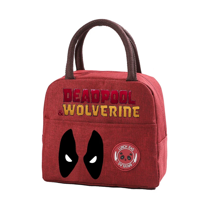 Deadpool & Wolverine Marvels Lunch Bag for Kids New Anime Insulated Cooler Handbag School Office Food Bento Pouch Children Gift